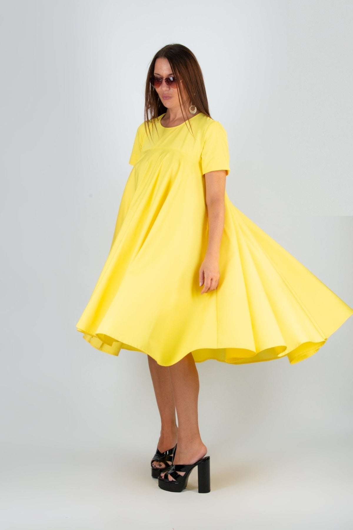 yellow loose dress Organic Linen Wrap Dress Eliana Spicy Yellow  menique