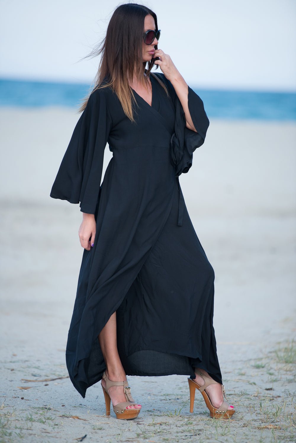 Astrid Summer Maxi Dress: Floral Wrap-Up Design