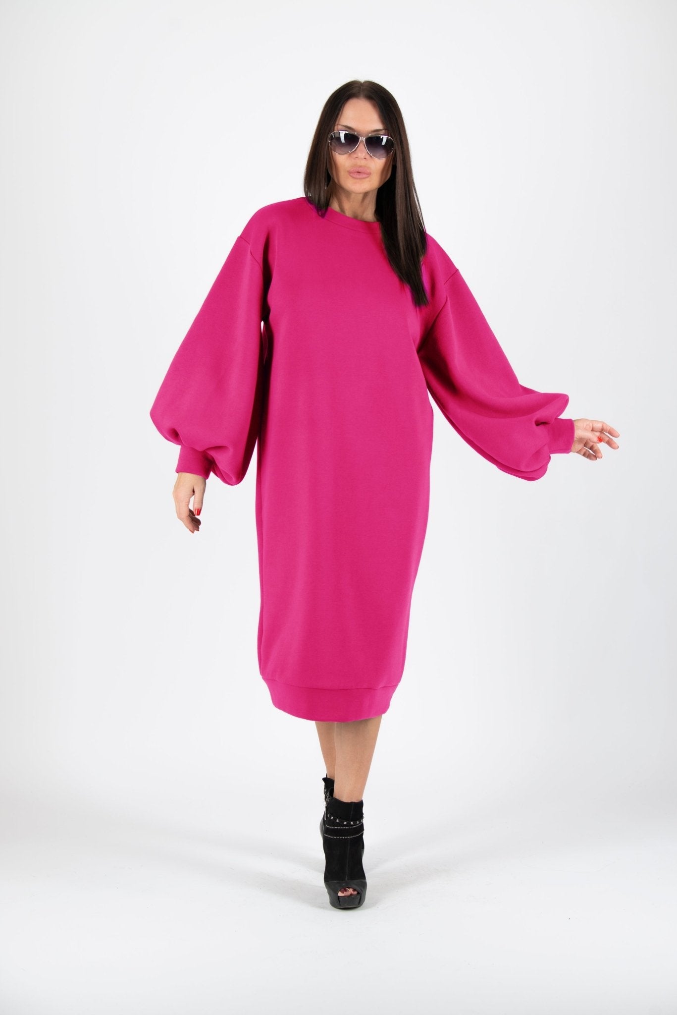 Sweatshirt Dress Karina, Hot Pink / S