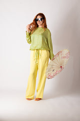 Image of Model wearing SIERA Yellow Viscose Set - DFold Clothing