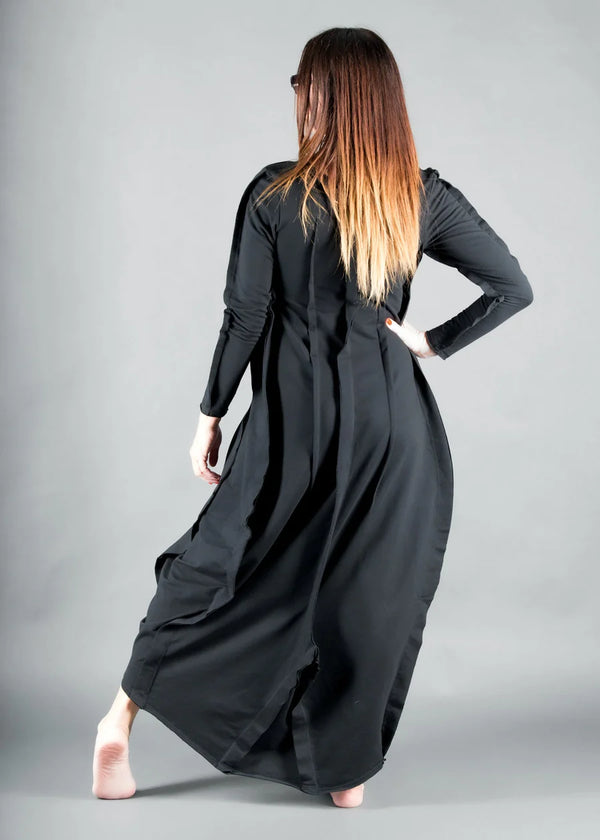 Long Cotton Black dress BENITA
