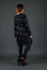Black Plaid Wool Winter Dress HOLLY
