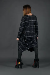 Black Plaid Wool Winter Dress HOLLY