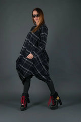 Black Plaid Wool Winter Dress HOLLY