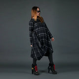 Black Plaid Wool Winter Dress HOLLY