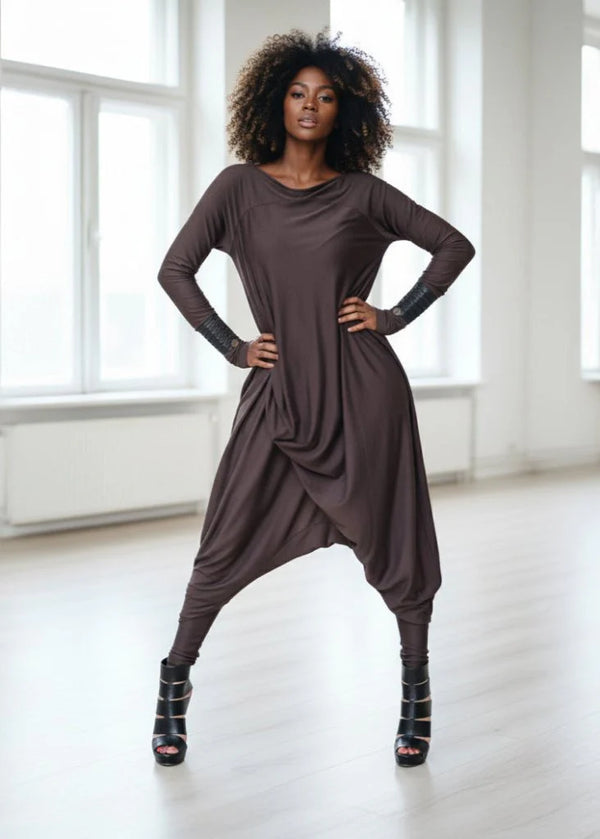 MARLA Dark Red Maxi Harem Jumpsuit