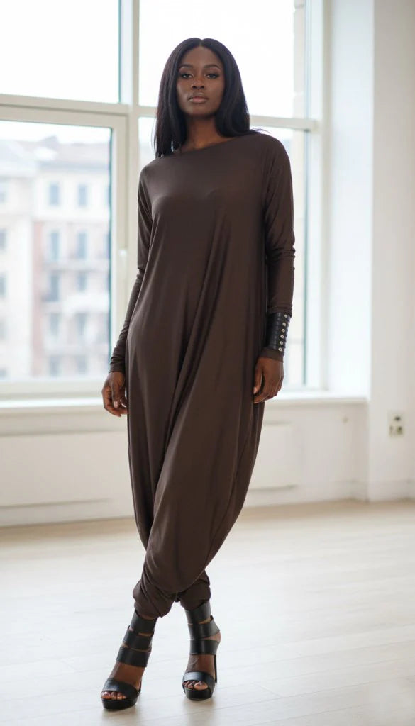 MARLA Dark Red Maxi Harem Jumpsuit
