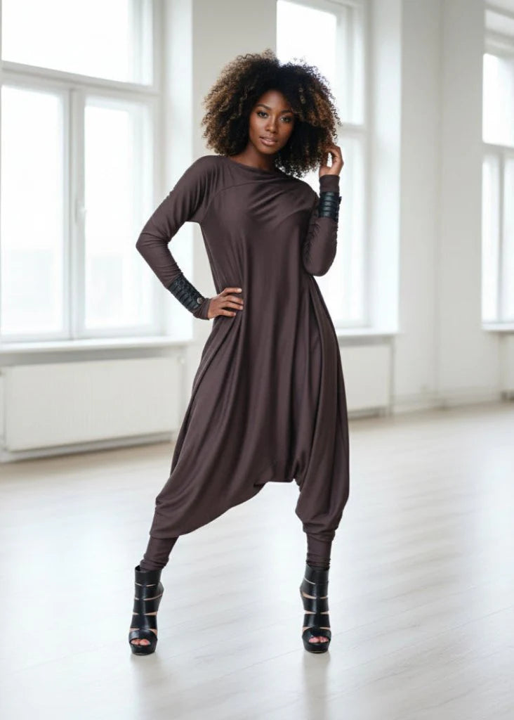 MARLA Dark Red Maxi Harem Jumpsuit