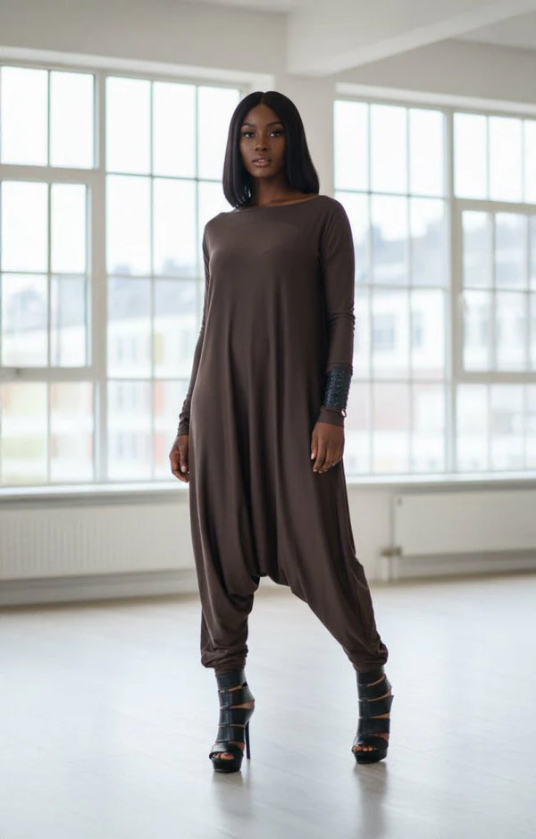 MARLA Dark Red Maxi Harem Jumpsuit