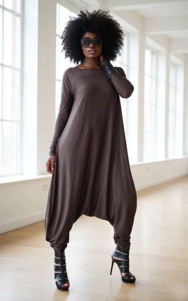 MARLA Dark Red Maxi Harem Jumpsuit