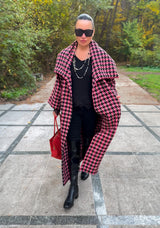 OFELIA Pink Houndstooth Coat