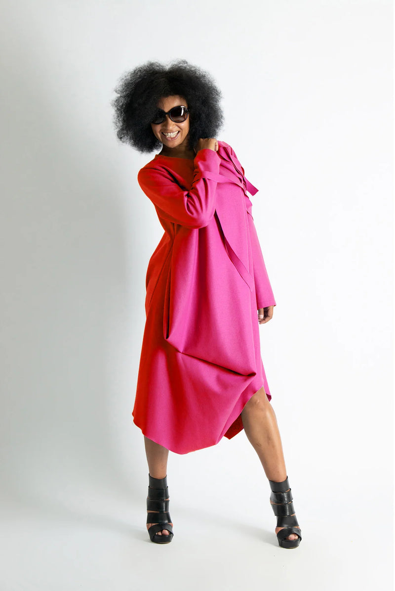pink cashmere dress Women's Cotton Cashmere Maternity Fitted Midi Dress in Sugar Stone Pink, Size Small by Quince