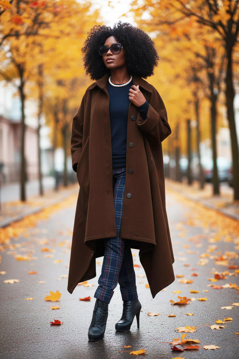 Brown Women Maxi Coat FEDERICA