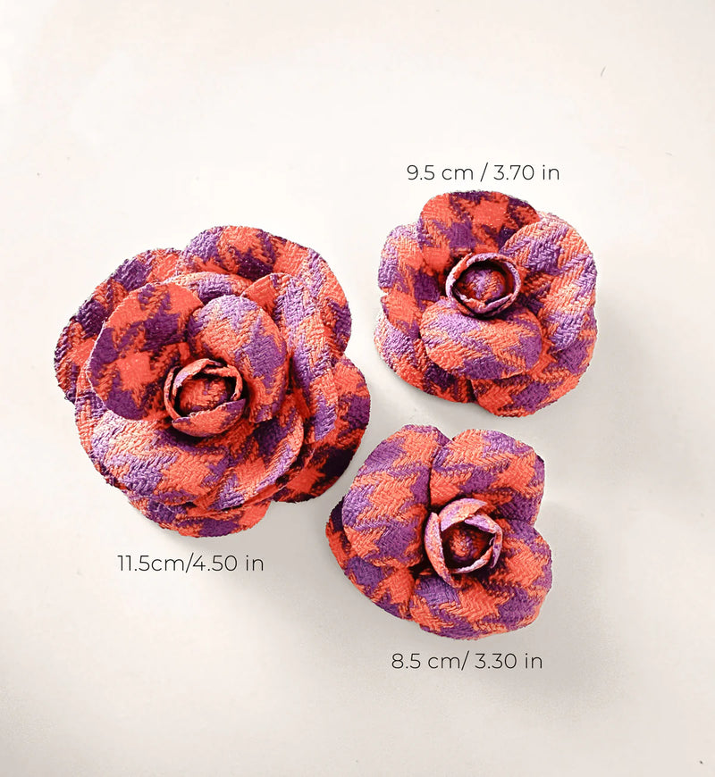 CAMELIA Fabric Rose Flowers brooch