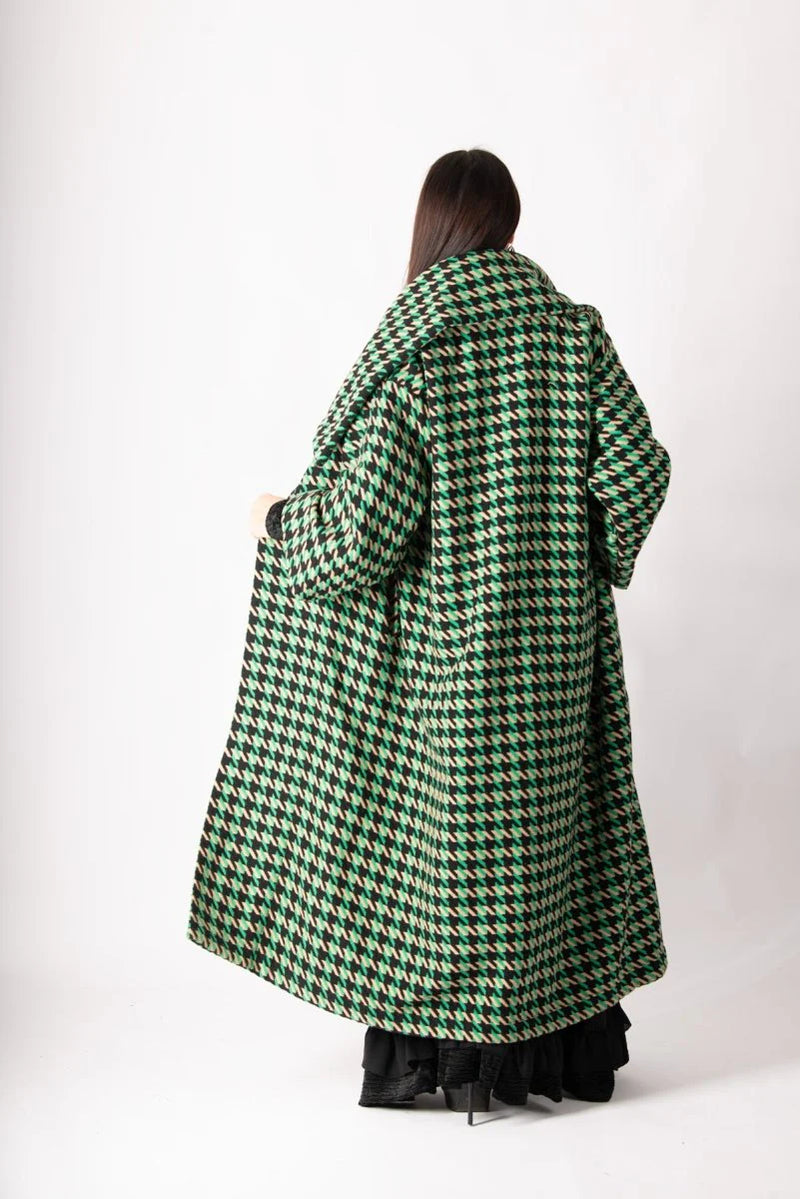 Green Houndstooth Coat OFELIA