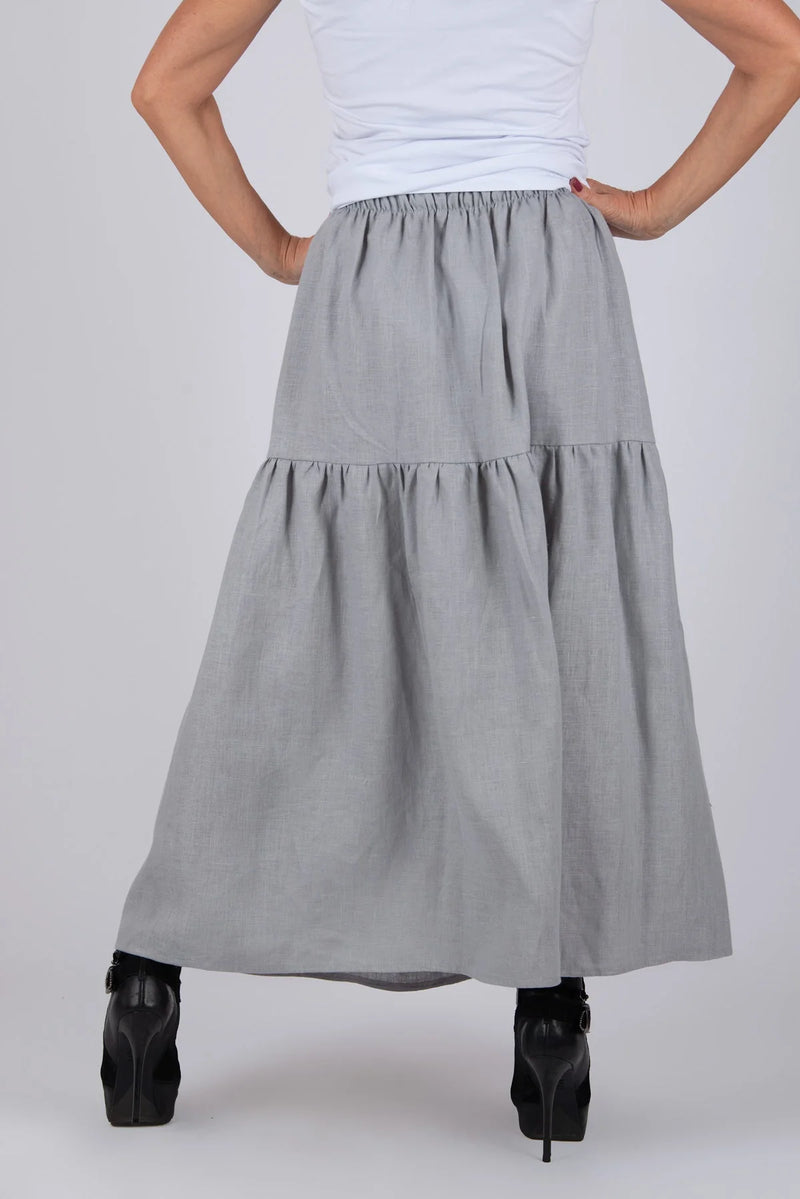 DFold Clothing - EUGF Linen Flounces Skirt - Back View