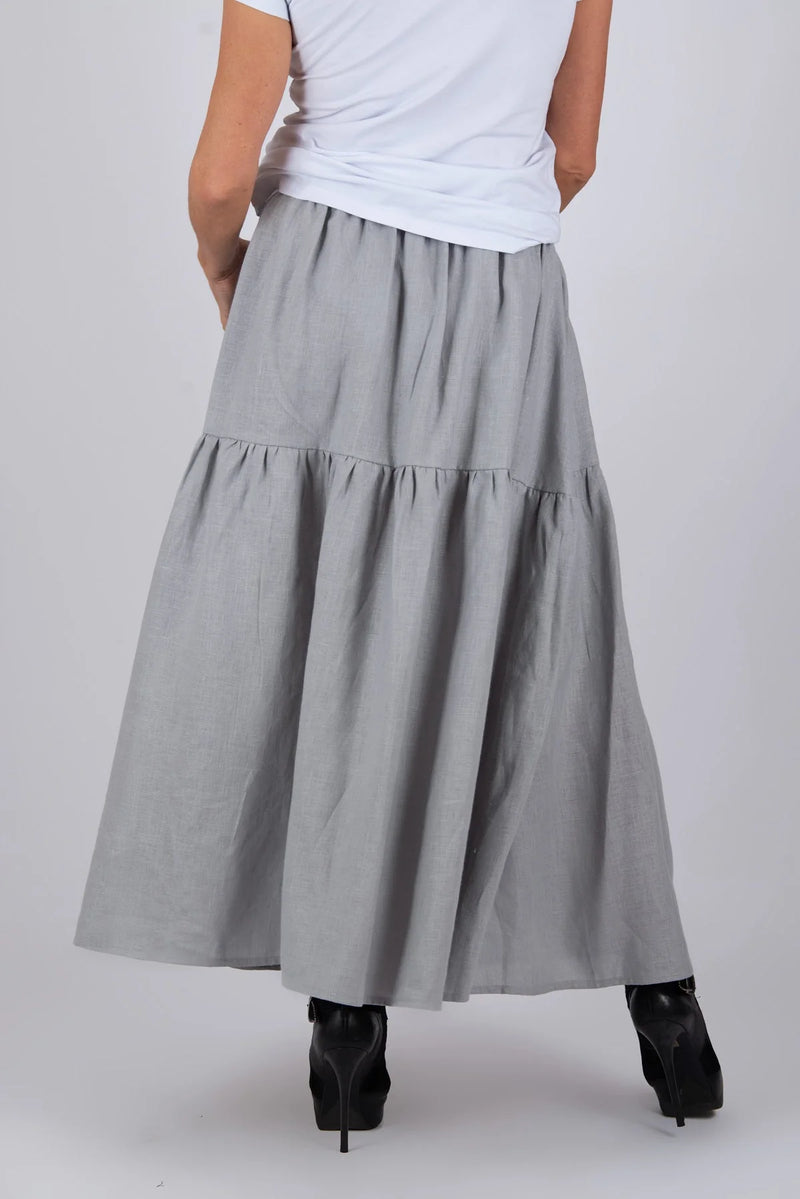 DFold Clothing - EUGF Linen Flounces Skirt - Back View