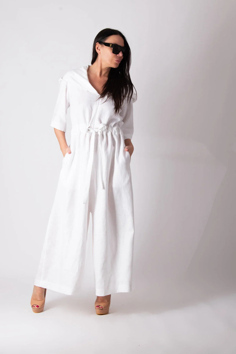 REGINA White Linen Jumpsuit