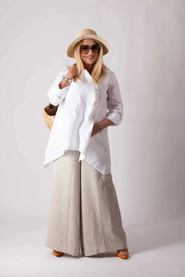 DFold Clothing - Pamela Linen Pants Skirt - Front View
