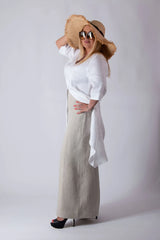 DFold Clothing - Pamela Linen Pants Skirt - Side View