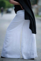 DFold Clothing - Pamela Linen Pants Skirt - Side Back View