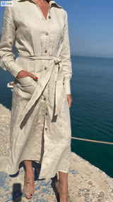 Linen long Sleeves Dress Caliope