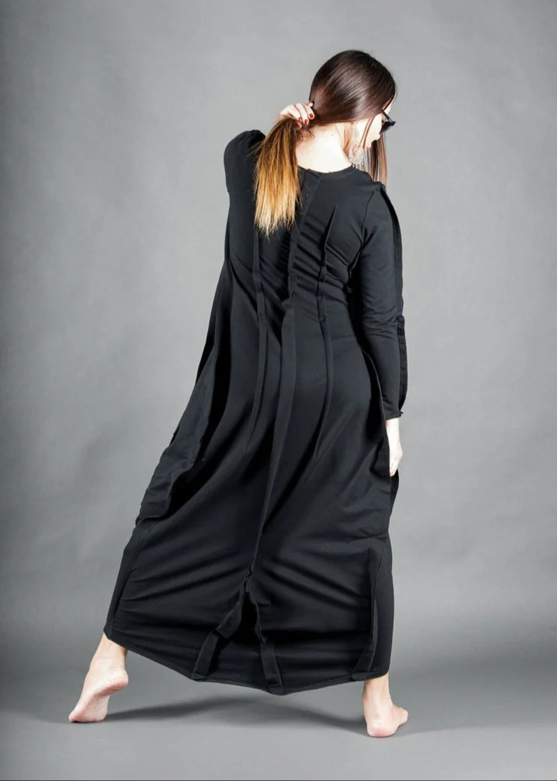 Long Cotton Black dress BENITA