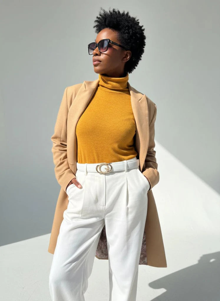 Long Elegant Beige Coat Lorna