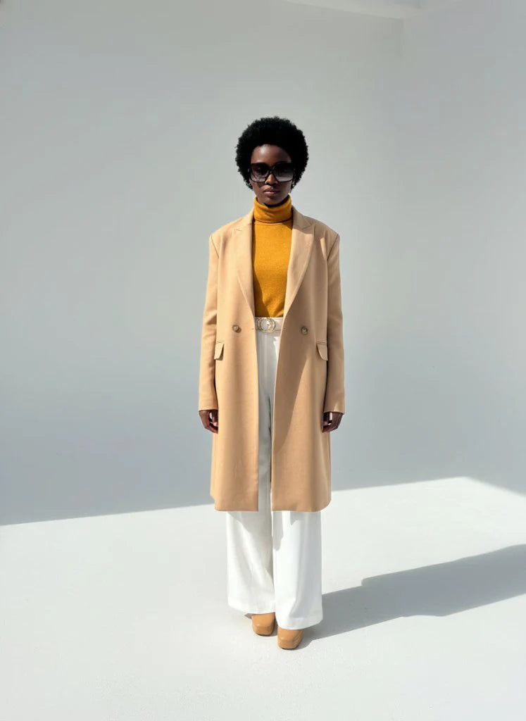 Long Elegant Beige Coat Lorna