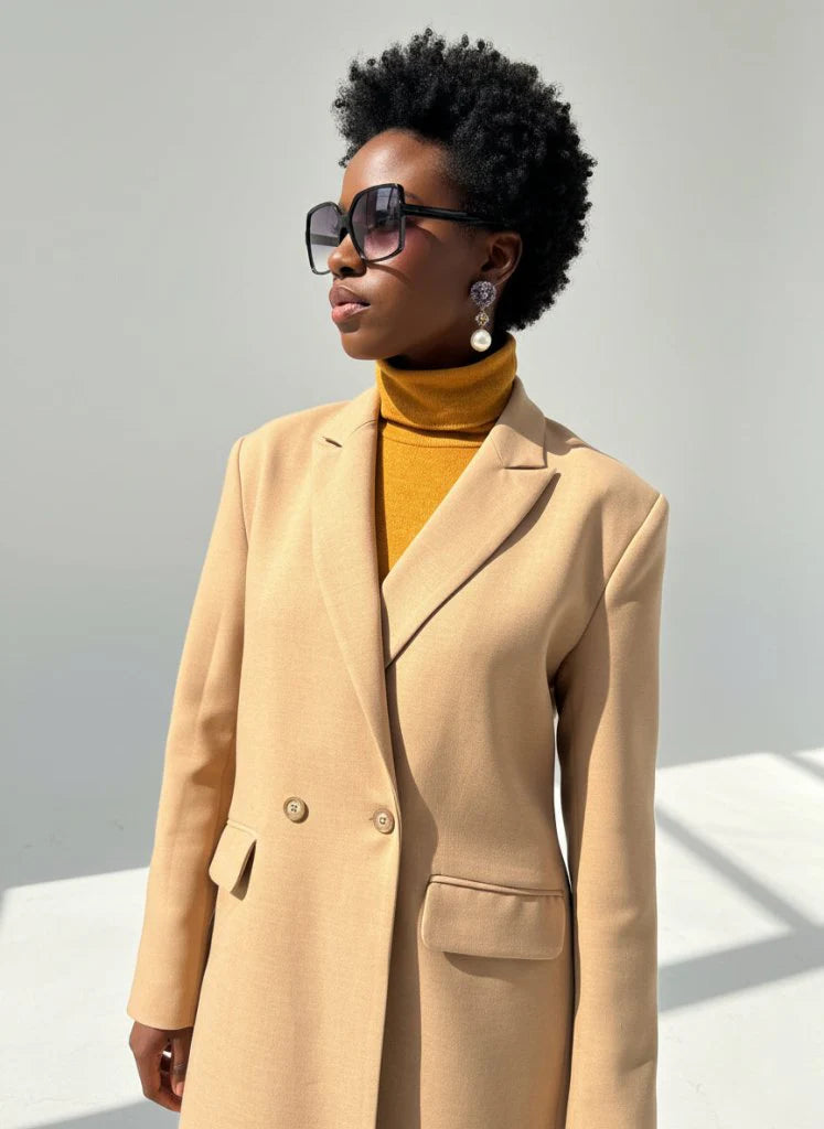 Long Elegant Beige Coat Lorna