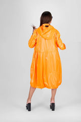 Long Orange Hooded Windbreaker