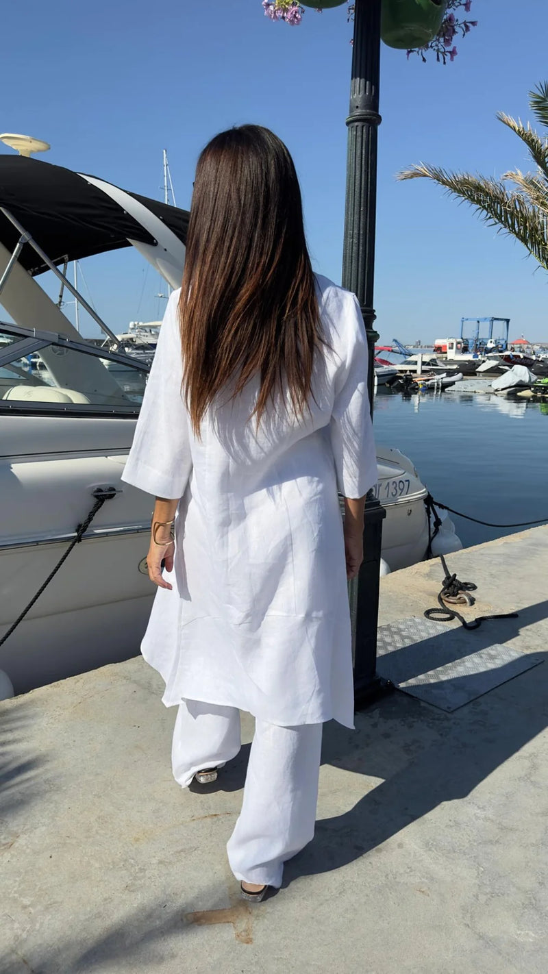 DFold Clothing Long Linen Tunic EFFE - Back View