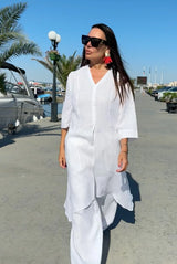 DFold Clothing Long Linen Tunic EFFE - Front View