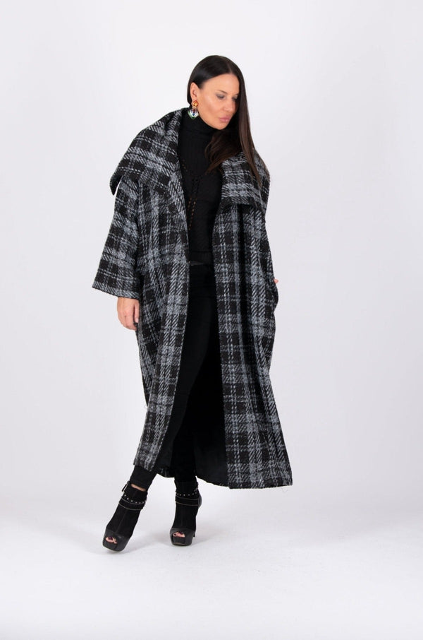 Long Plaid Coat ERIN - D FOLD CLOTHING
