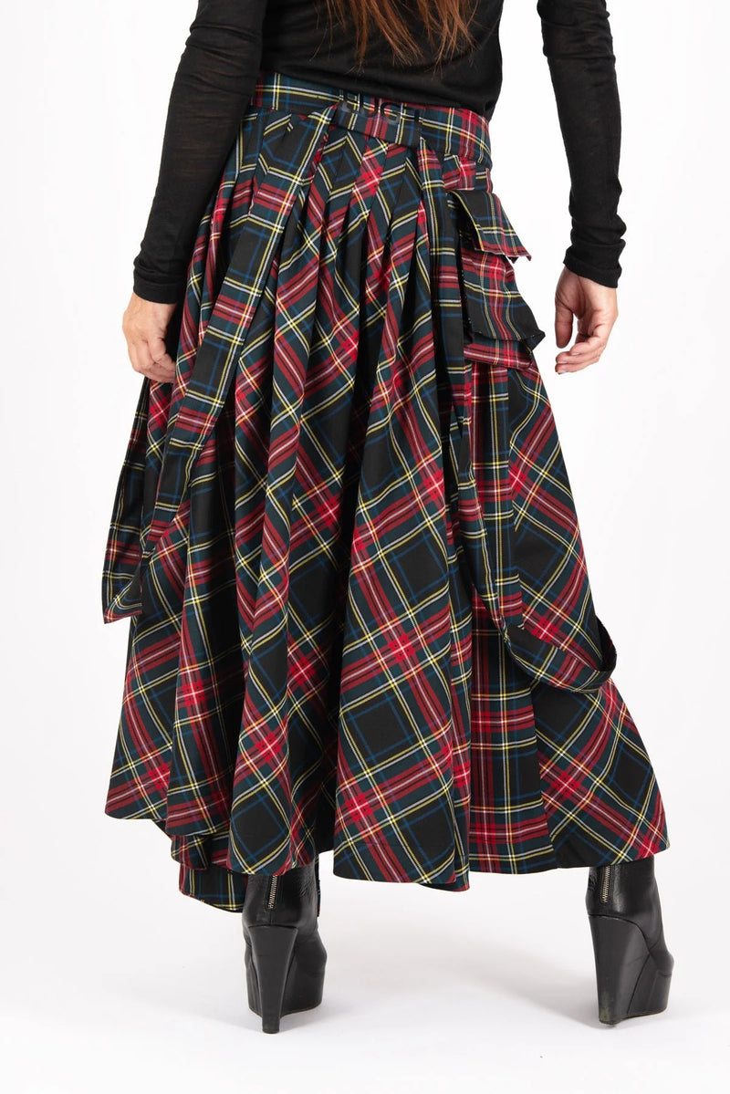 Zefira Long Plaid Skirt