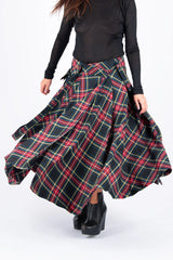 Zefira Long Plaid Skirt