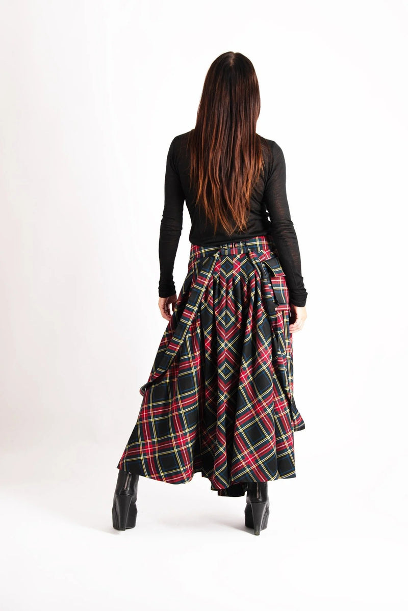 Zefira Long Plaid Skirt