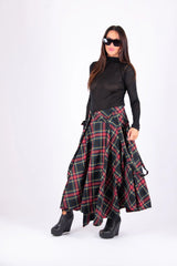 Zefira Long Plaid Skirt