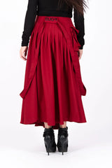 ZEFIRA Asymmetrical Long Red Skirt