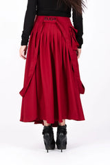 ZEFIRA Asymmetrical Long Red Skirt ON SALE