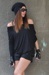 BETINA Black Cotton Blouse d fold - Effortless Style