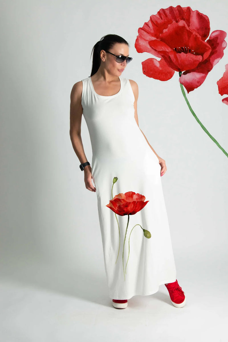 MIKAELA POPPIES JERSEY DRESS - D FOLD CLOTHING