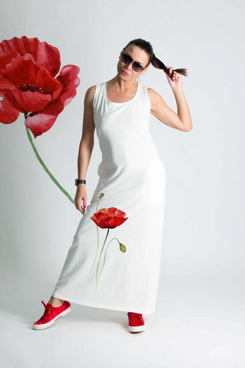 MIKAELA POPPIES JERSEY DRESS - D FOLD CLOTHING