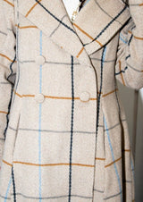 Plaid High-Low Coat, Double-Breasted Asymmetrical Fit Albena