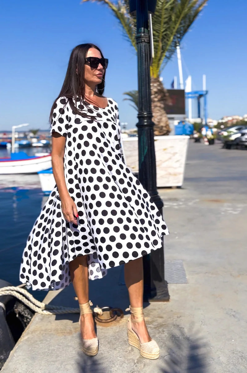 KOSARA Polka Dots Dress