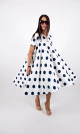 KOSARA Polka Dots Summer Dress