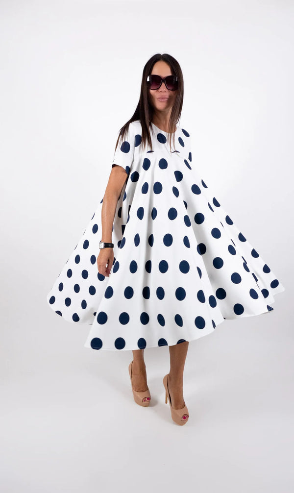 KOSARA Polka Dots Summer Dress