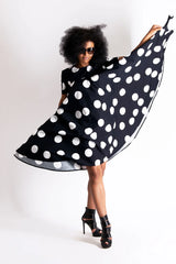 Image of the KOSARA Polka Dots Summer Maxi Dress featuring a classic polka dot pattern.