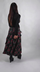 Zefira Long Plaid Skirt