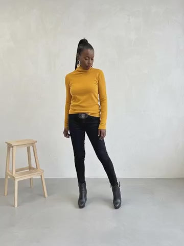 Mustard turtleneck print top MARGARITA